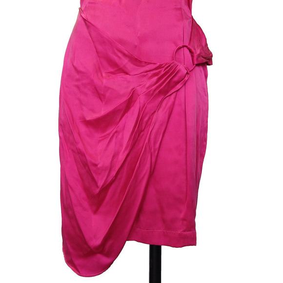 Vintage 1980s Mary Jo Bruno Silk Sheath Dress Size 6 Magenta Pink Glam Bandage - Picture 10 of 11